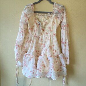 Cider Women's M Floral Ruffle Halter Mini Dress NWT‎ cottage fairy coquette